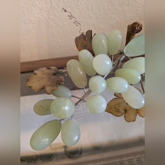 Vintage Chinese Solid Celadon Marble Grape Decor - Picture 2 of 9